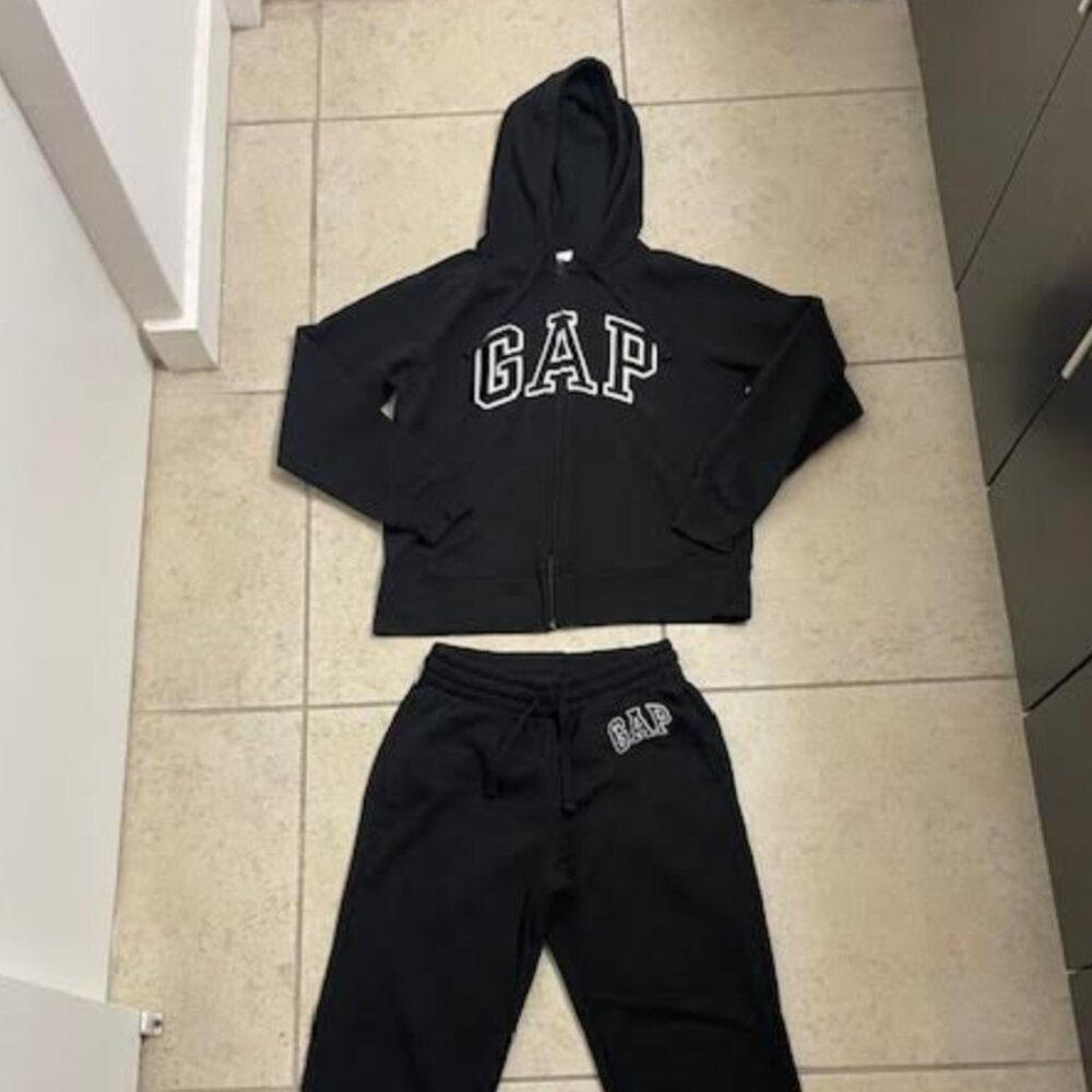 GAP Womens Logo Fleece Joggers Hoodie Black XS S Zip Sweatshirt Sweatpants NWOT